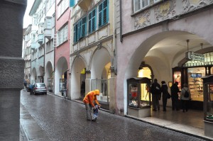 A main shopping street in Bolzano.