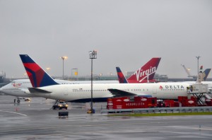 Delta and Virgin Atlantic aircraft at JFK