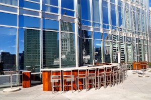 Outdoor bar at the Trump Tower in Chicago