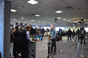 Passengers boarding at Charlotte's airport