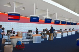 An airport check-in counter