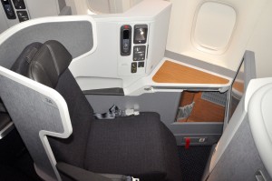 A business-class seat on American's 777-300ER jets