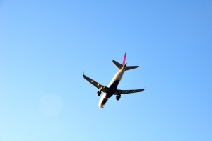 A Delta aircraft landing at LAX