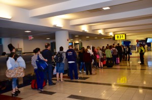 Passengers board a flight at JFK's Terminal 4