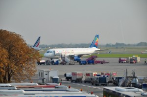 A Small World Airlines plane in Warsaw
