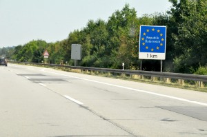 Crossing the border from Germany into Austria