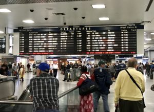Amtrak passengers at Penn Station 