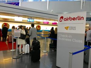 Air Berlin business-class check-in at JFK
