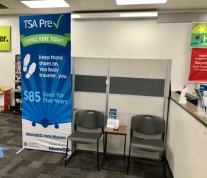 A TSA PreCheck enrollment center at a Staples 