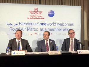 Oneworld officials at a news conference after the governing board meeting on Wednesday