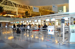American's check-in counter at Haneda