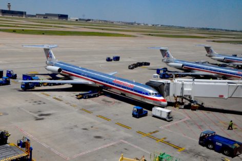 American Airlines MD-80s at the gate at DFW